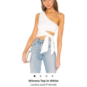 Lovers + Friends Cream One-Shoulder Crop Top